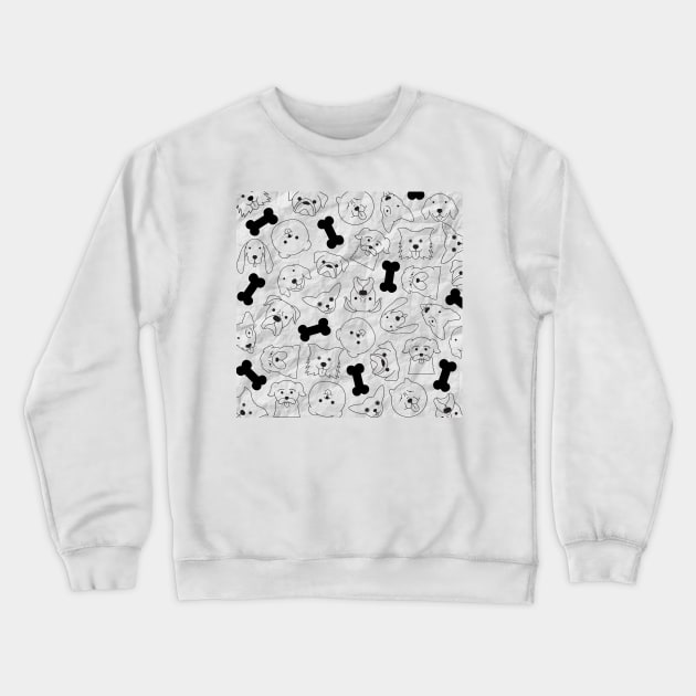 Cute Puppy Pattern on White Paper Crewneck Sweatshirt by Dorino